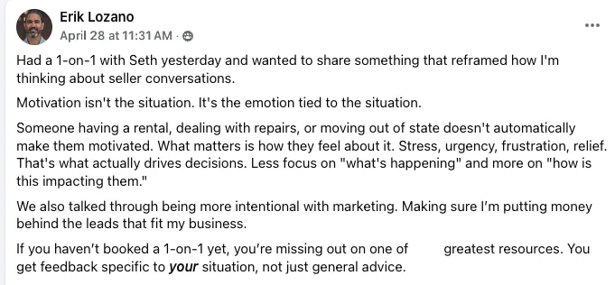 Testimonial from Erik Lozano