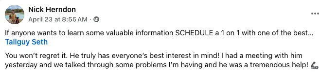 Testimonial from Nick Herndon