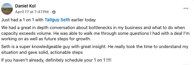 Testimonial from Daniel Kol