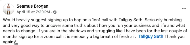 Testimonial from Seamus Brogan
