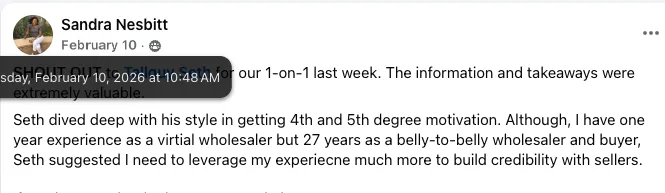 Testimonial from Sandra Nesbitt