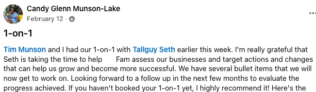 Testimonial from Candy Glenn Munson-Lake