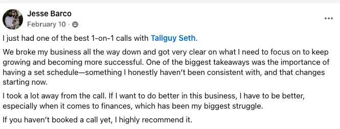Testimonial from Jesse Barco
