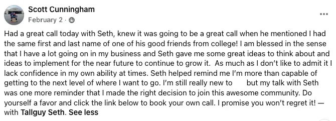 Testimonial from Scott Cunningham
